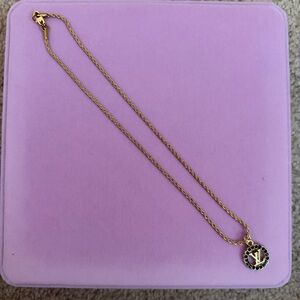 Upcycled Louis Vuitton Elegant Gold Necklace with Black Accents